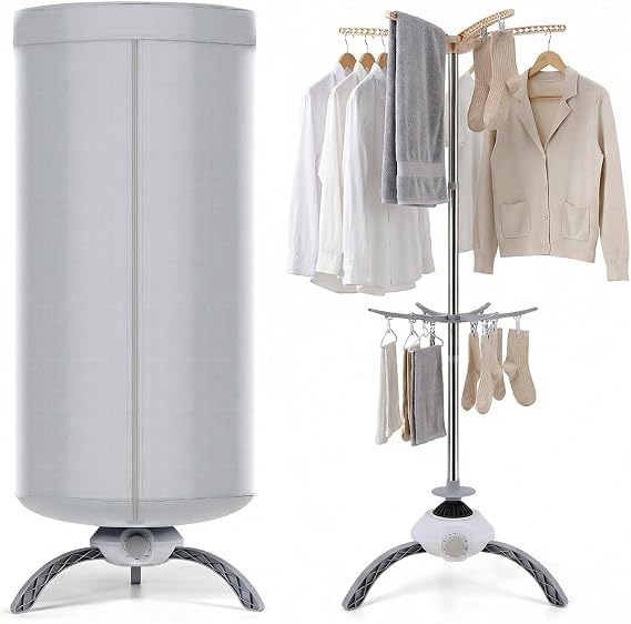 Portable Electric Clothes Dryer 1000W Compact Airer with Cover 2 Layer [Energy Class A+]