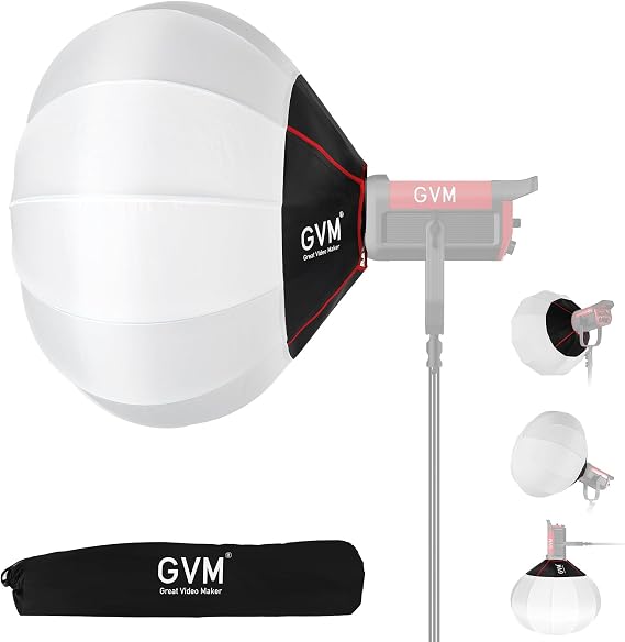 GVM 26inch/65cm Lantern Softbox Soft Light Modifier, Quick-Setup Quick-Folding Light Softbox for GVM SD80D SD200B SD300B SD400B SD500B SD650B and Other Bowens Mount Light