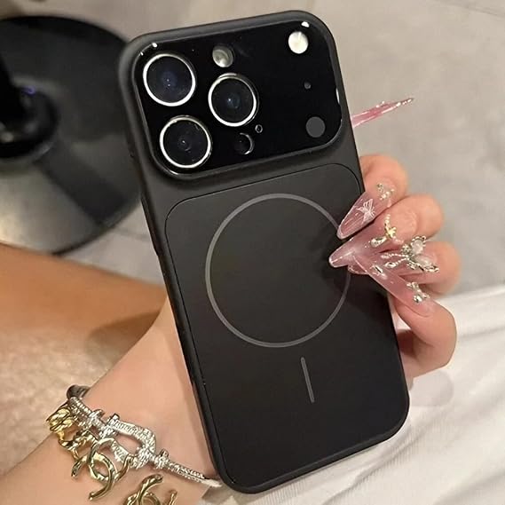 İPhone 14 Pro Max ile Uyumlu 17 Pro Max Görünümlü Magsafe Destekli Kablosuz Şarj Özellikli Kamera Lens Korumalı Şık Metal Görünümlü Telefon Kılıfı