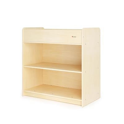Foundations SafeStart Daycare Changing Table, Durable Wood Construction, Built-in Shelving for Ample Storage, Adjustable Safety Strap, Includes Foam Mattress Pad, Natural