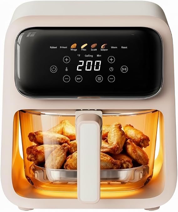 8-in-1 ClearView 4.2QT Glass Air Fryer Non-Toxic, Beige