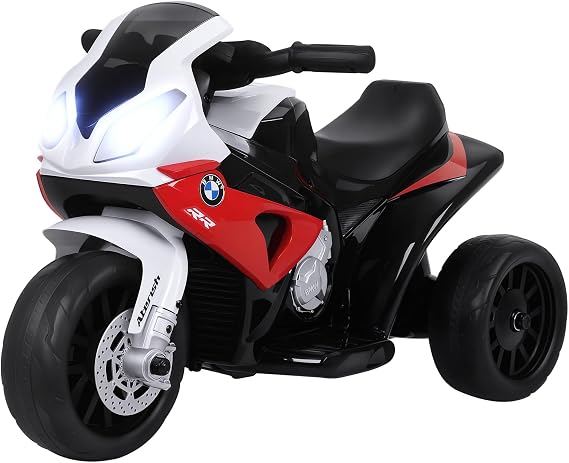 Aosom 6V Kids Electric Motorcycle Licensed BMW Toddler Motorcycle Red | Music, Headlight, 3 Wheeled, Gift for Boys & Girls