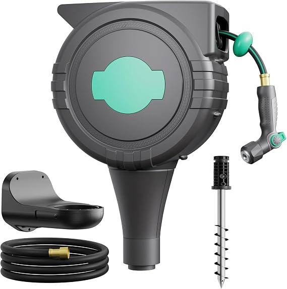 Automatic Retractable Garden Hose Reel 1/2" x 82 ft, 180 Wall Mounted