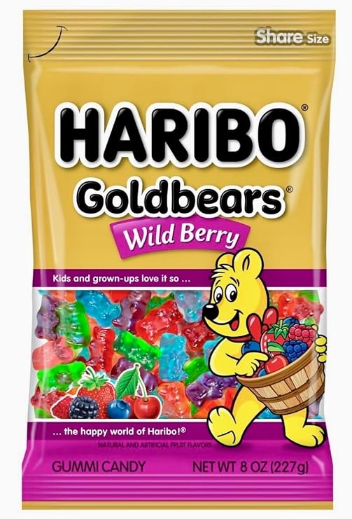 HARIBO Goldbears Wild Berry Fruity Gummy Candy, 5oz Share Bag