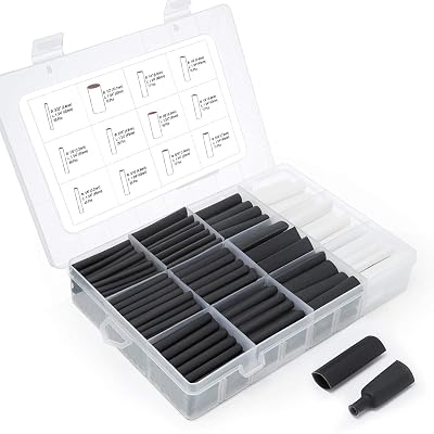 Heat Shrink Tubing Kit 300Pcs 3:1, Eventronic Dual Wall Adhesive Tubes, 5 Sizes, 12, 38, 14, 316, 18, 516, 332 inch, Marine Wire Cable Sleeve Tube Assortment Black, White