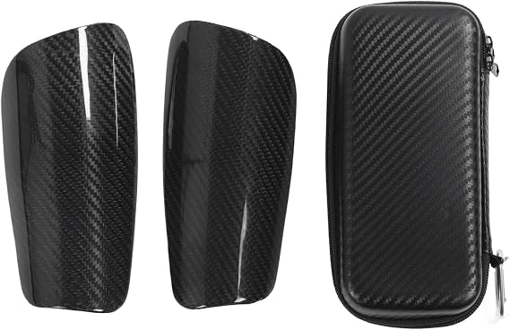 Soccer Shin Guard Carbon Fiber Shin Pads Silver L, Lightweight Protective Soccer Equipment for Kids and Adults - Anti Impact Cushioning, Ergonomic Design for Football Games