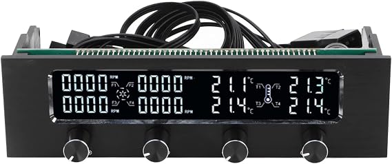 5.25 inch Fan Speed Controller, CPU Temperature Controller, Intelligent Detection PC Computer Cooling Fan Speed Governor, Front Panel LCD Display