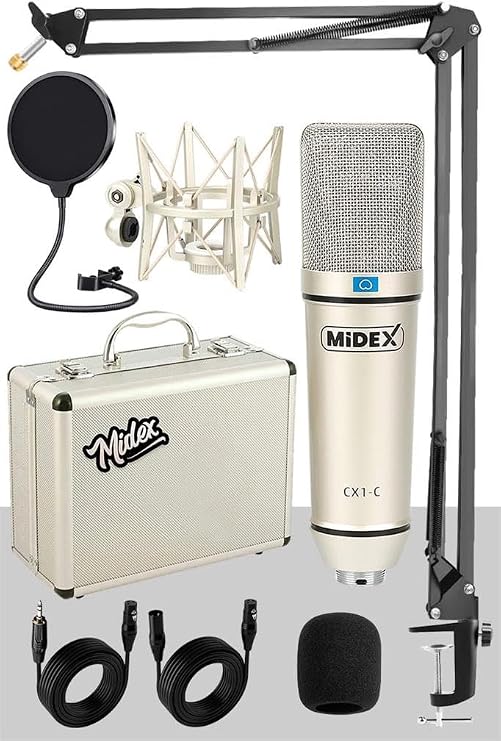 Midex CX1 STA Üst Seviye Condenser Stüdyo Ses Kayıt Mikrofonu Stand Filtre Seti