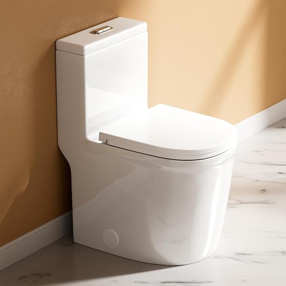 WinZo WZ5079S Modern Compact Round One Piece Toilet 10" Rough-in High Efficiency Dual Flush for Small Bathroom