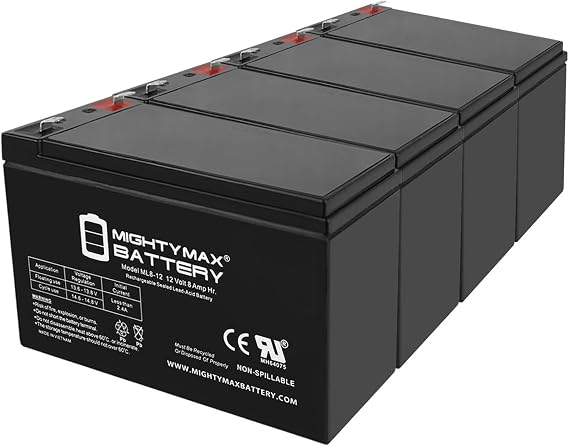 Mighty Max Battery ML8-12 - 12 Volt 8 AH SLA Battery - Pack of 4