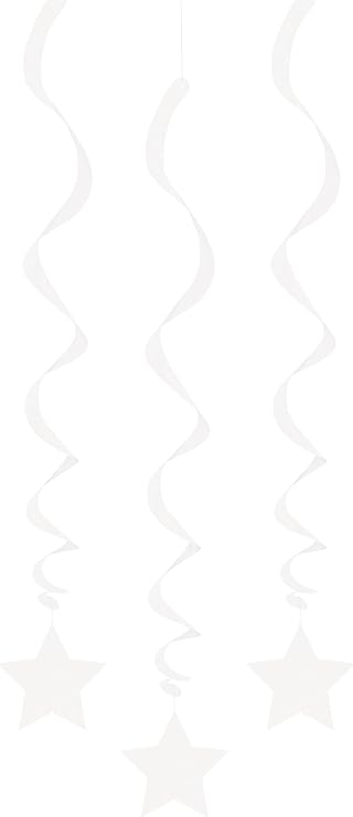26" Hanging White Star Decorations, 3ct