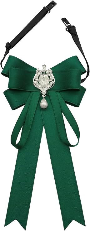 LJBFNN Bow Tie For Women, Pre-Tied Ribbon Tie Adjustable Bowtie with Rhinestone Girl Bow Ties for Collared Blouse Shirt Dress
