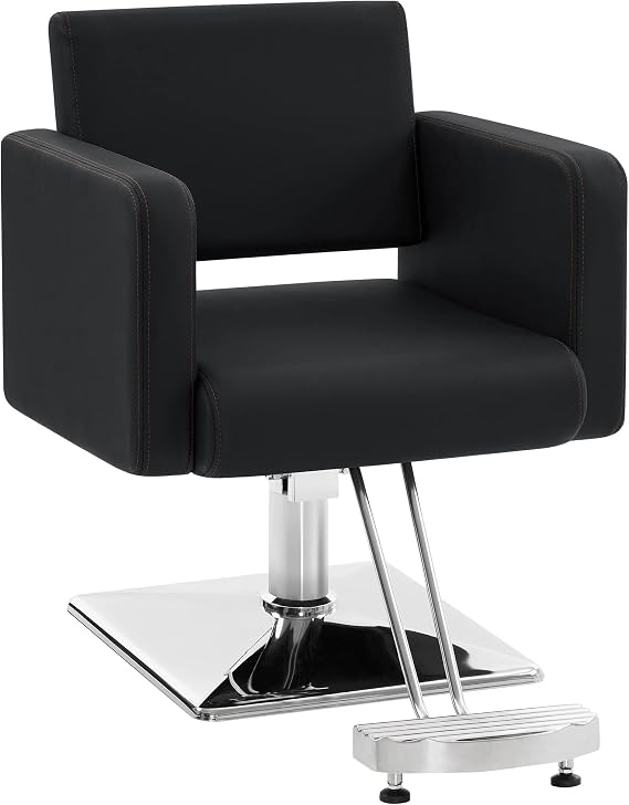 BarberPub Salon Chair for Hair Stylist, Beauty Barbershop 3805(Black) | Classic Barber Chair with Hydraulic Pump, Beauty Barbershop Salon Spa Equipment, Adjustable Height