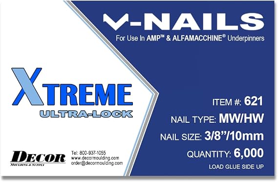 Framer Supply V-Nails for AMP, Hardwood & MDF, 3/8", Pack of 6000