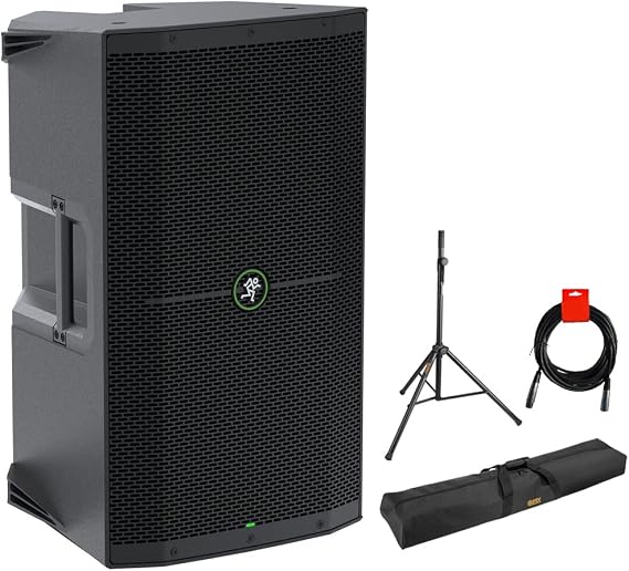 Mackie Thump212XT 1400W 12" Powered PA Loudspeaker System (DSP and Bluetooth) Bundle with Auray Speaker Stand and 51" Stand Bag Plus 20" XLR-XLR Cable