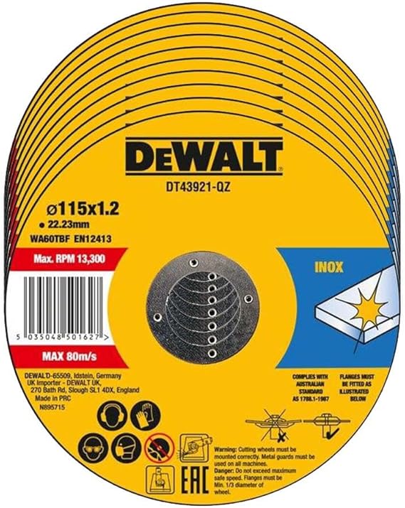 DT43921 Metal Cut Off Disc 115 x 1.2 x 22.23mm (Pack 10)
