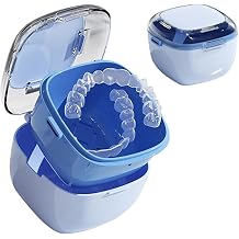 Braces Box with Strainer, Portable Denture Box Cover, Invisible Braces Storage Box, for Orthodontic Holder, False Teeth Storage, Cleaning