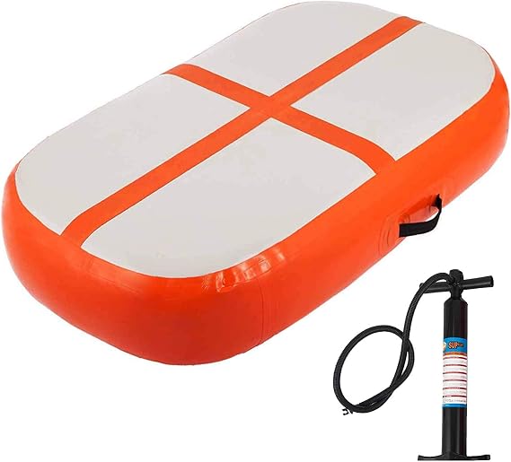 Happybuy Air Track Block 8 inches Small Air track Inflatable AirTrack Tumbling Mat for Gymnastics Martial Arts Cheerleading Tumble Track with Pump Orange 3.3ft 24x8in