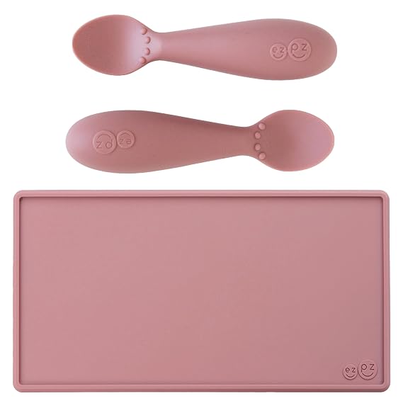 ezpz Tiny Spoon + Tiny Placemat - Baby Essentials Spoon and mat