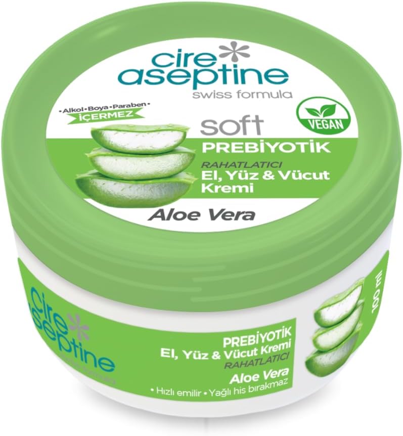 CİRE ASEPTİNE Soft Prebiyotik Aloe Vera El, Yüz ve Vücut Kremi 100 ml