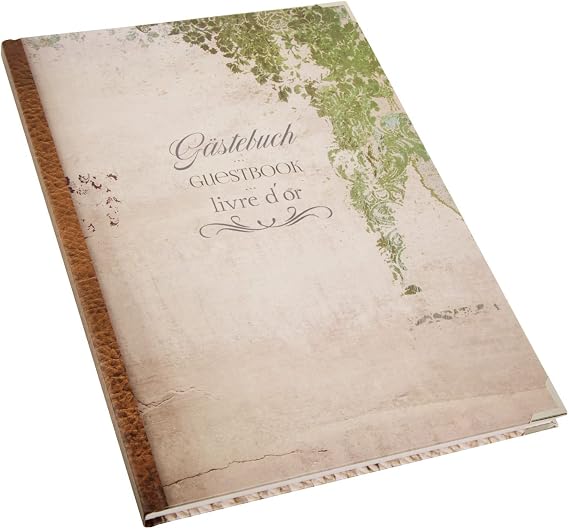 Logbuch-Verlag Guest Book - Guestbook - Livre D'Or - International Guest Book Brown Vintage Blank Book Notebook Hotel Pension
