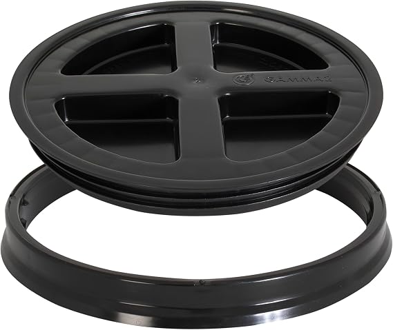 GAMMA2 Gamma Seal Lid - Pet Food Storage Container Lids - Fits 3.5, 5, 6, 7 Gallon Buckets, Black, Made in USA