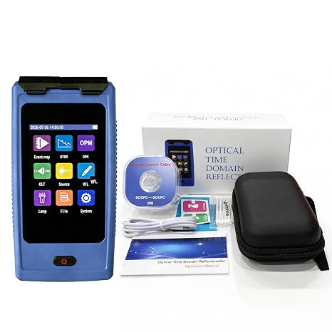 OTDR Optical Fiber Tester Mini-Pro SM 1310/1550nm Touch Screen with Event Map.Multi-Function Tester OPM,OLS,RJ45,VFL.Test Range 10m-60km Dynamic Range 24db/22db Connector UPC with FC/UPC-FC/APC-SX