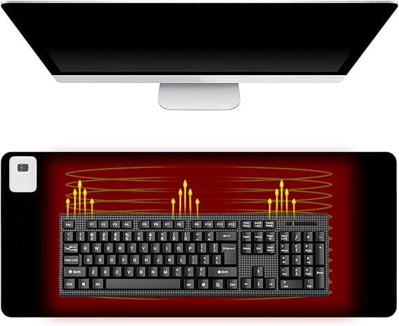 Nizirioo Heated Large Desk Pad: 80 x 33 cm Mouse Pad with 3 Heat Settings & 4 Hours Automatic Shut-Off, Black PU, Rectangular