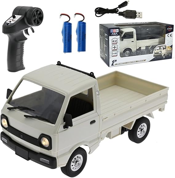 WPL D12 1/16 Mini RC Truck, 2.4G RC Car Mini-Truck Mini-Van High Speed of 20km/h DIY Double Battery, Remote Control Trucks Vans, Indoor Outdoor Hobby RC