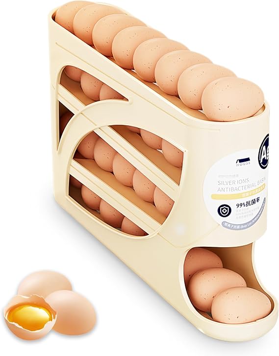 Egg Holder, Rolling Storage, Automatic Egg Dispenser, Multi-Layer