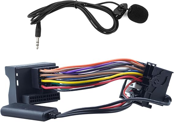 Flylin Bluetooth AUX Music Adapter 12-Pin Bluetooth AUX IN Music Cable Module with Microphone Microphone Hands-Free Kit Compatible with Volkswagen Skoda RCD210 RCD310 RCD510 RNS510 Car Radio