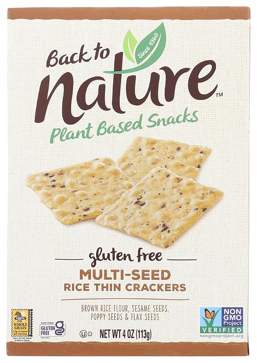 Back to Nature Gluten Free Rice Thin Multi Seed Crackers, 4-ounce Packages (Pack of 3)