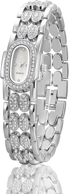 BESTKANG Dainty Watches for Women Vintage Rhinestone Bracelet Wrist Watch Luxury Small Ladies Oval Quartz Watch