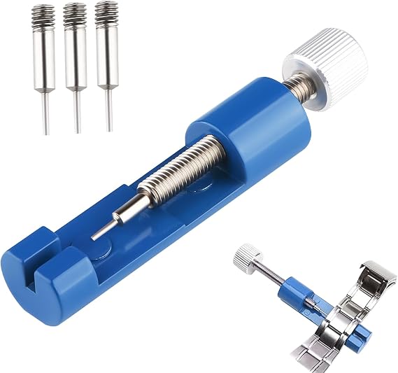 1 PCS Watch Link Removal Adjustment Tool - Blue Portable Watch Band Repair Kit with 3 Extra Pins for Strap Adjustment