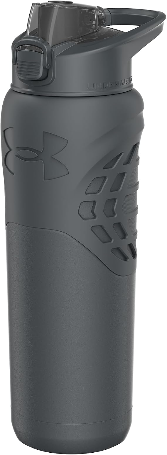Under Armour 24Oz Stainless Steel Water Bottle, Insulated, Carabiner Easy Carry Hook, Leak Proof, Kids & Adults, All Sports, Gym