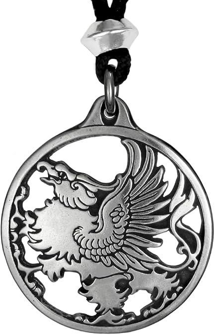 Griffin Necklace Gryphon Pendant | Pewter Greek Mythology Jewelry | USA crafted pendant with nickel-free, lead-free pewter; 30-inch adjustable cord necklace