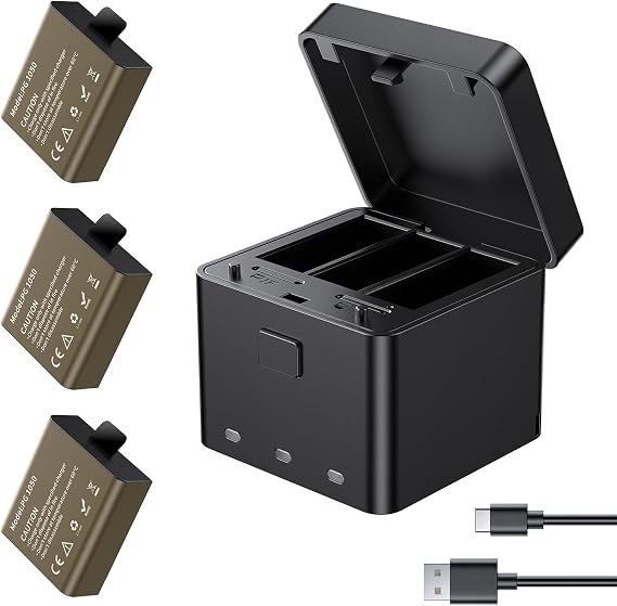 AKASO 3 x 1050mAh Replacement Batteries with 3-Channel Charger for EK7000/ EK7000 Pro/Brave 4 Action Camera