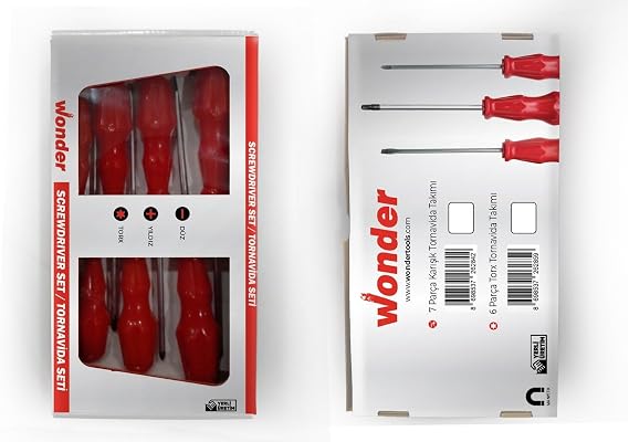 Wonder 6 Parça Torx Tornavida Takımı, Kırmızı Saplı Tornavida Seti