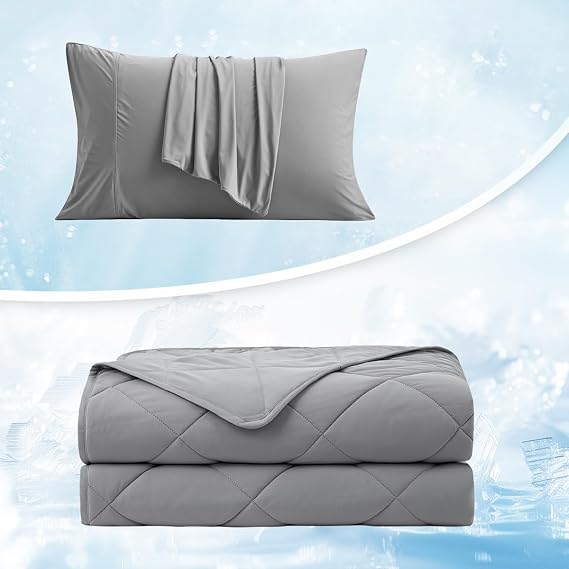 Cozy Bliss Cooling Blanket (60 * 80 Inches) and Pillow Cases Queen