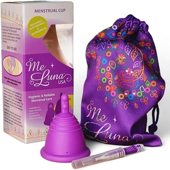 Most Customizable Menstrual Cup with Stem Handle | MeLuna Me Luna | Comfortable Period Cup Reusable Cup | Tampon Pad Alternative for Low Cervix | Shorty
