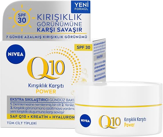 NIVEA Q10 Power Anti Wrinkle Day Face Cream SPF30 50ml, Anti-Aging, Firming, Moisturizing, Creatine, Hyaluronic Acid