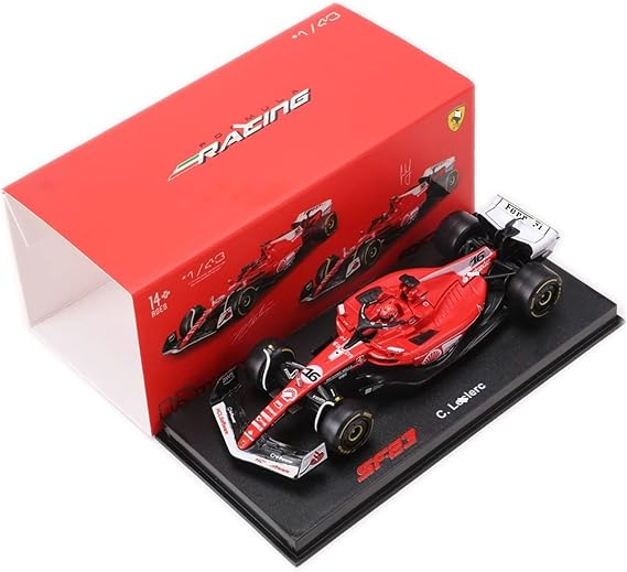HTLNUZD New 1/43 LVF1 SF23#16 Leclerc Racing Car Signature Alloy for Ferari Lasvegas Version Adult Miniature DieCast Acrylic Version Collection Vehicle Model