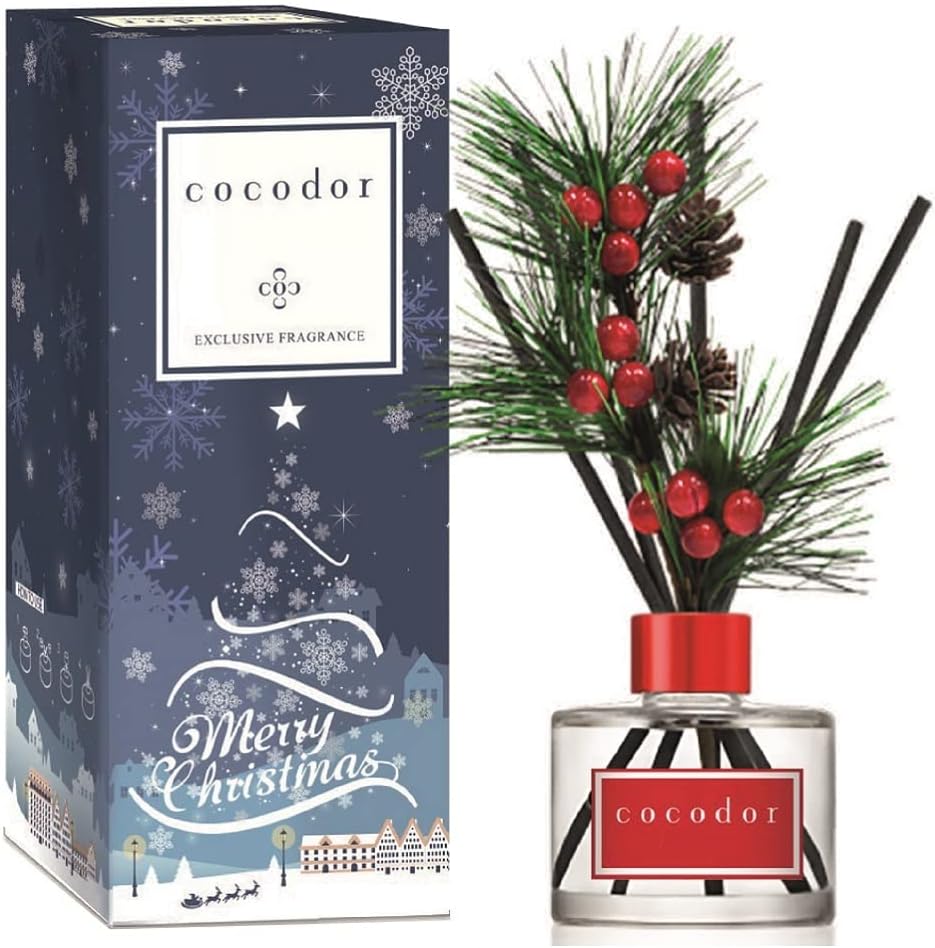 Cocodor 120ml/3.4oz Christmas Star Flower Room Fragrance Diffuser Vegetable Oil Based Alcohol/Pine & Cedarwood Free