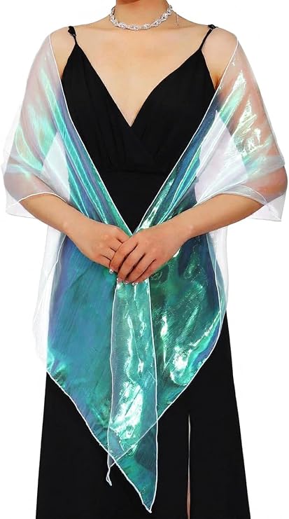 Women's Shawls and Wraps for Evening Dresses Sparkle Sheer Wedding Scarf Bridal Stole Cape for Birdesmaid and Birde