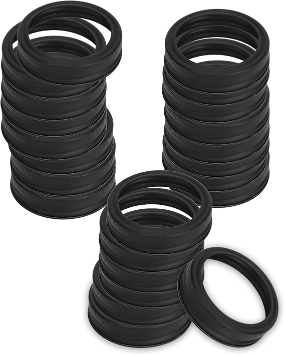 24Pcs Sealing Rings, Regular Mouth Canning Rings Split-Type Leak Proof for Mason Jar Canning Lids, Round 70mm Mouth Mason Jar Lids Split Cover, Matte Black