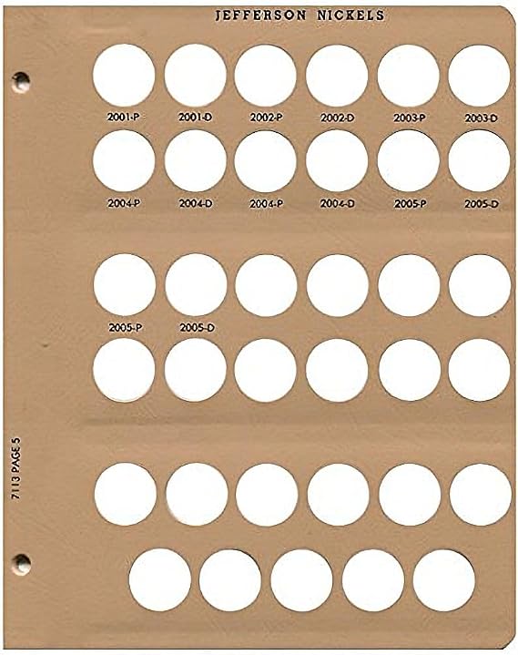 Dansco Update Page #5 for Jefferson Nickels Album #7113