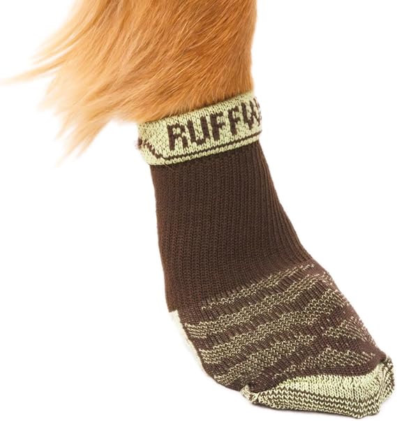 Ruffwear, Bark'n Boot Dog Socks - 4 Count, Earth Brown, 2.50 in/ 2.75 in