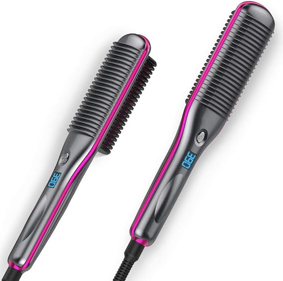 Hair Straightener Brush,SM LITERS BEAUTY Hair Straightening Comb with Anti Scald Auto Temperature Lock 3 Heat Levels, 30S Fast Ceramic Heating Straightening Brush for Home, Travel and Salon