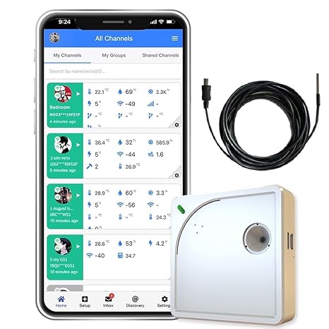WS1 WiFi Temperature & Humidity Sensor with Ambient Light Monitoring Industrial-Grade Data Logger, 2.4GHz Wireless, 24/7 Alerts, External Probe Support, Free iOS/Android App, IFTTT Compatible