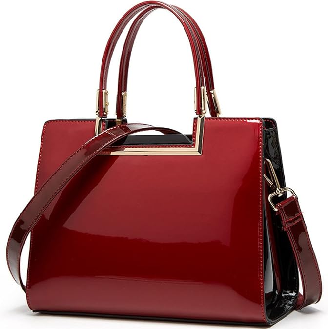 XingChen Shiny Patent Leather Handbags Glossy Shoulder Bags Fashion Satchel Purses Party Totes Top Handle Bags for Women